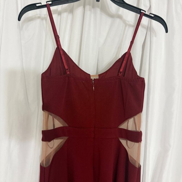 Mystic Burgundy Fit & Flare Dress Sheer Cutouts Adjustable Straps Small - Picture 6 of 8